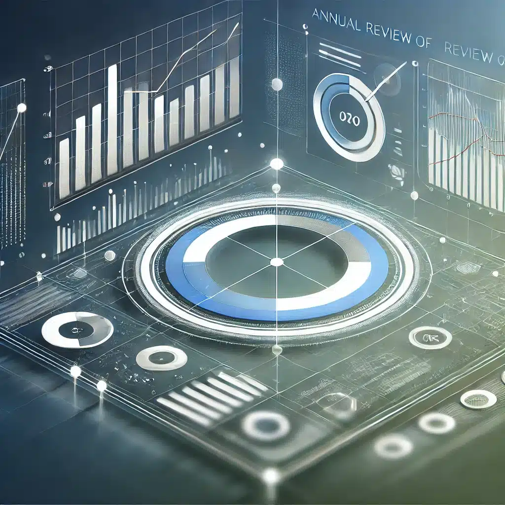 DALL·E 2024-12-23 14.07.54 - A highly minimalistic illustration representing the concept of 'annual review of CRO (Conversion Rate Optimization)' with a focus on key metrics. The