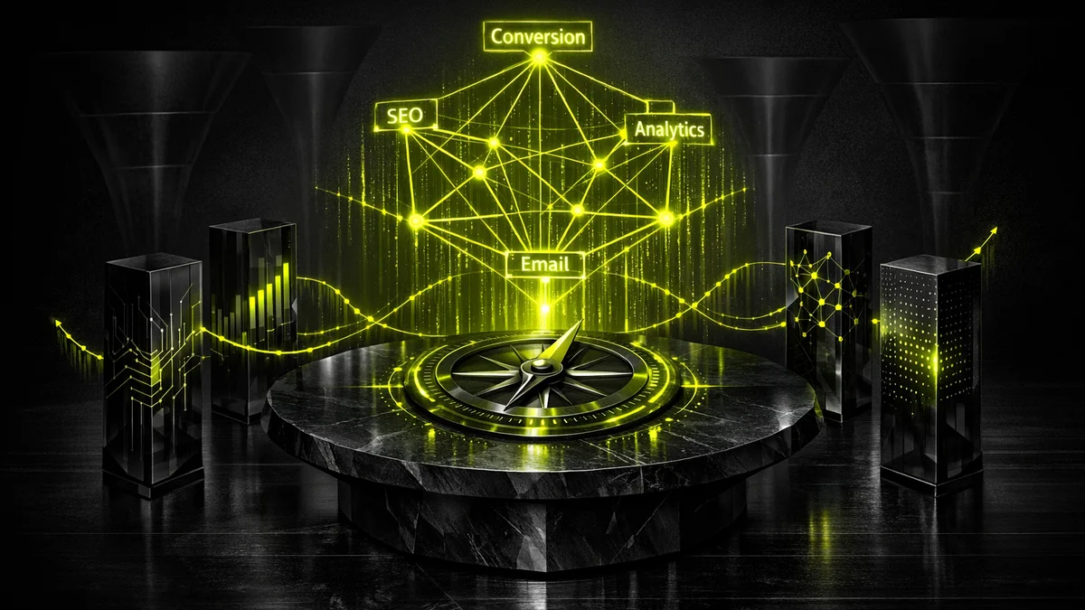 Auditoria de marketing digital completa mostrando SEO SEM CRO y analitica en terminal