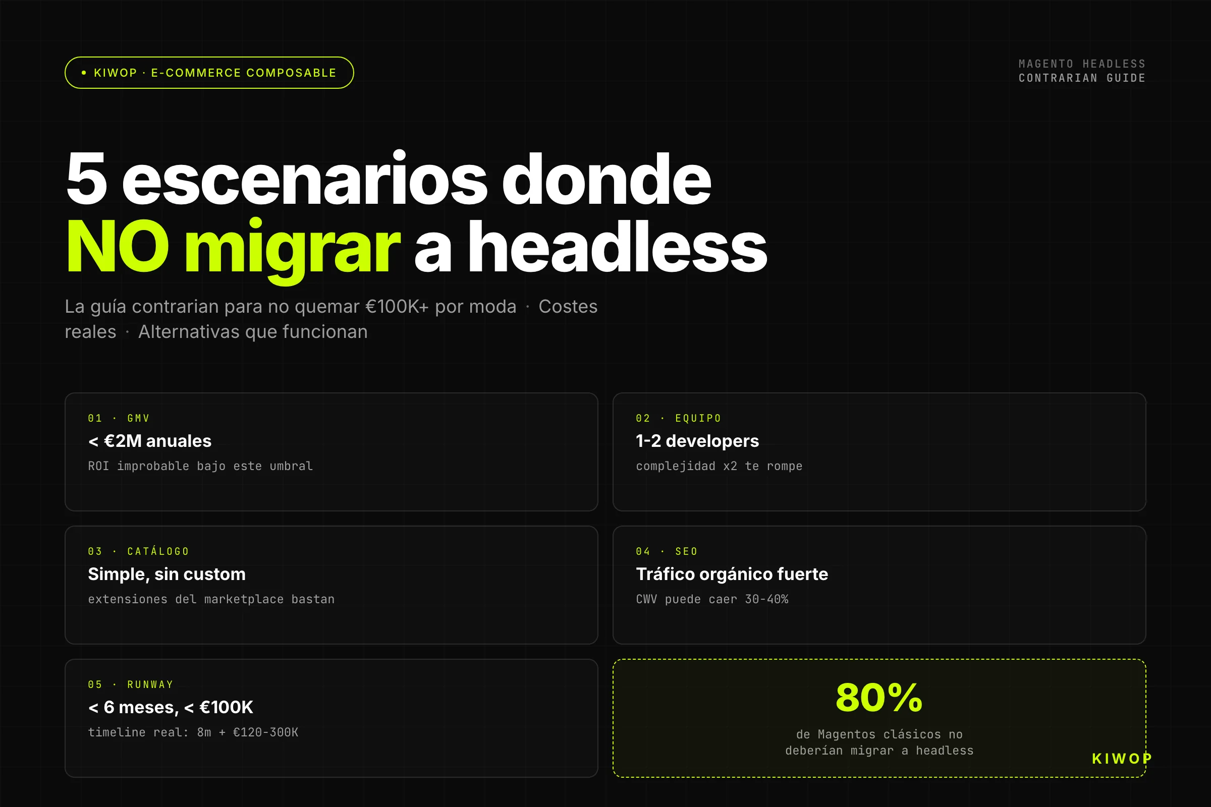 Magento Headless — cuándo no migrar